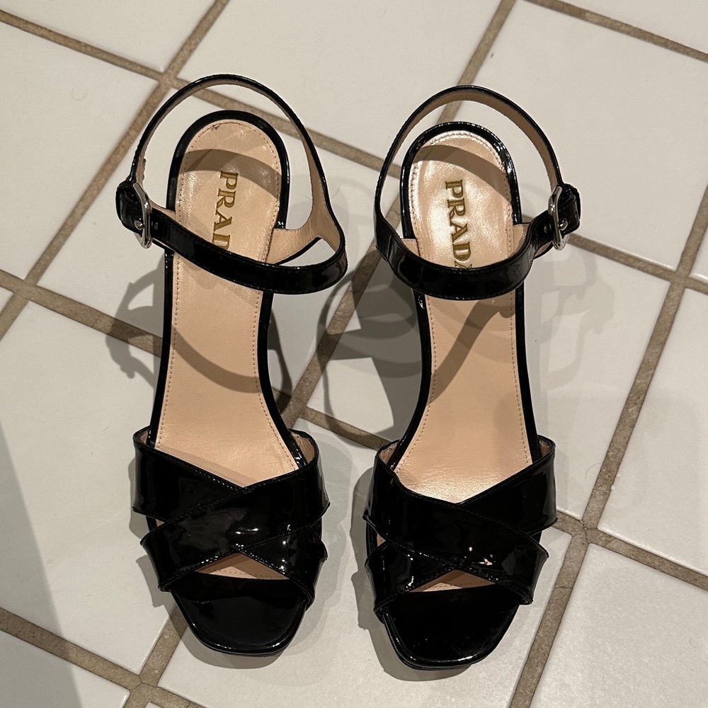 Prada Women's Glossy Black Sandals